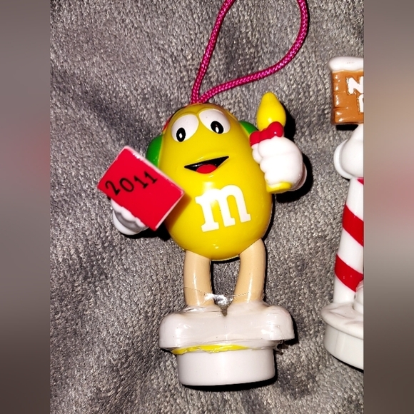 Vintage M&M's Yellow and Red Christmas Ornaments - Picture 2 of 5